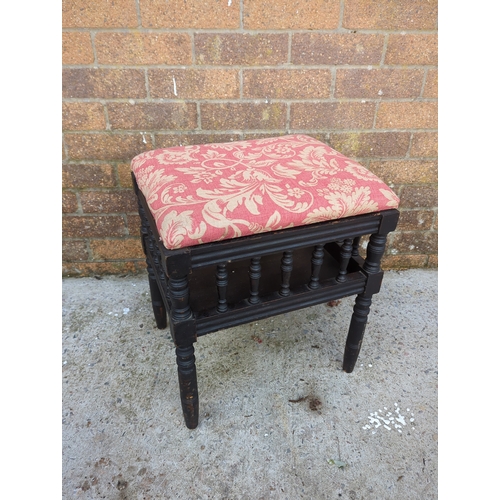 432 - Upholstered Stool with Decorative Fabric