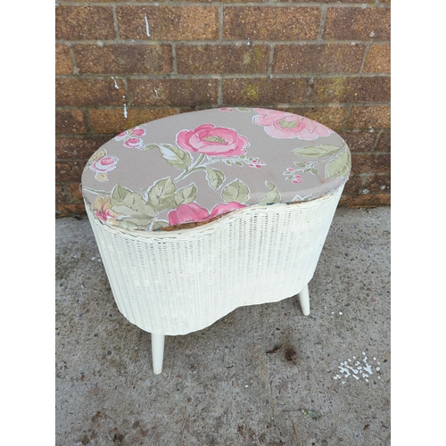 433 - Floral Pattern Wicker Seat with Storage
