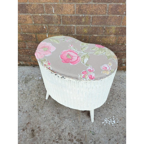 433 - Floral Pattern Wicker Seat with Storage