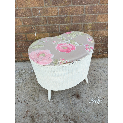 433 - Floral Pattern Wicker Seat with Storage