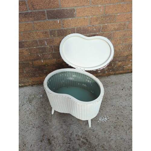 433 - Floral Pattern Wicker Seat with Storage