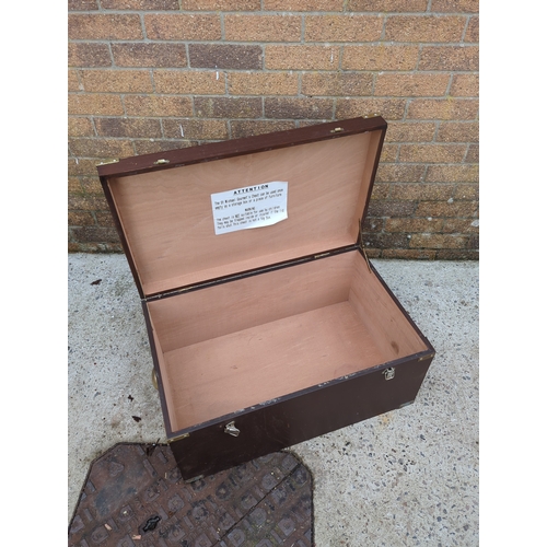 437 - Wooden Storage Trunk with Brass Accents