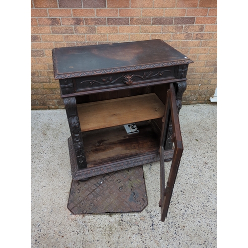 439 - Ornately Carved Dark Oak Cabinet