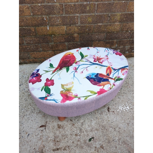 441 - Round Floral Upholstered Footstool