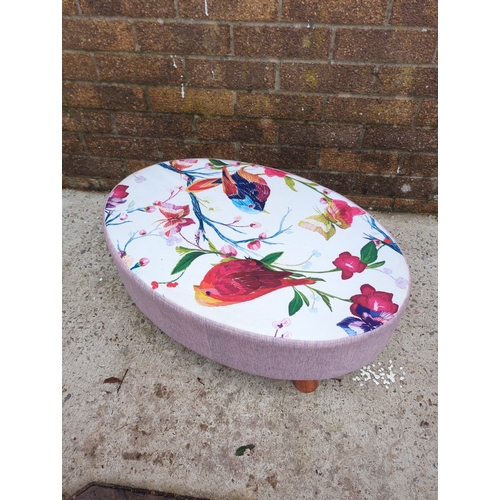 441 - Round Floral Upholstered Footstool