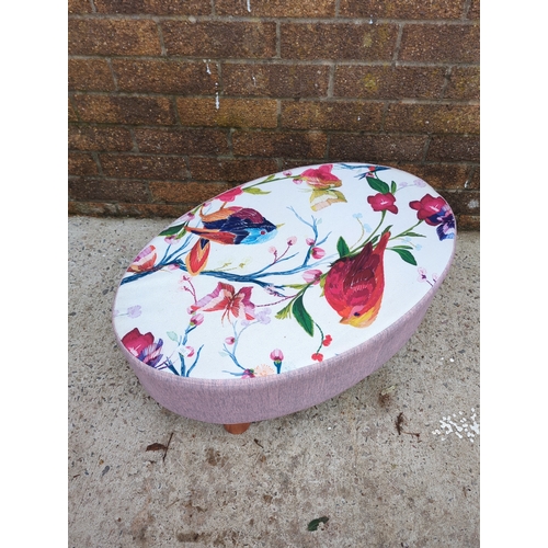 441 - Round Floral Upholstered Footstool