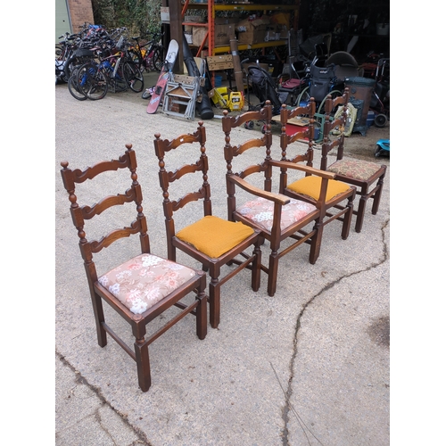 602 - Lot of 5 Decorative Dining Oak Chairs