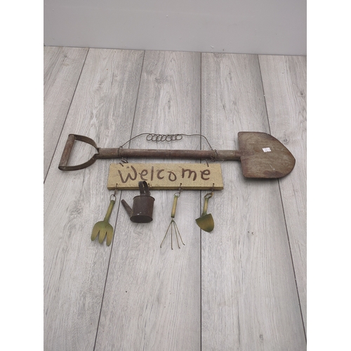 202 - Garden Welcome Sign with Tool Decorations