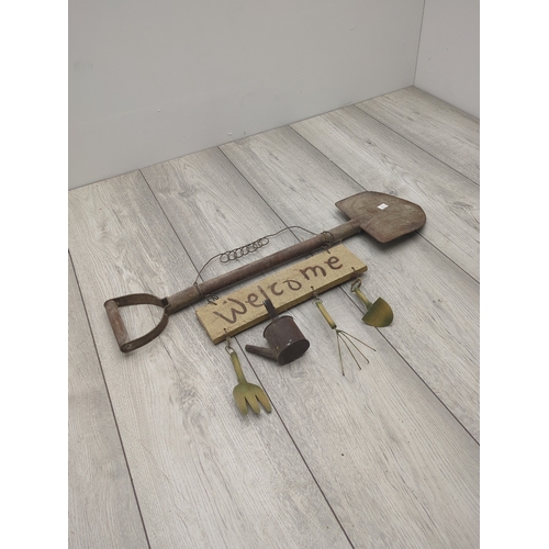 202 - Garden Welcome Sign with Tool Decorations