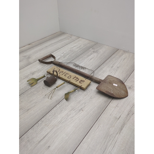 202 - Garden Welcome Sign with Tool Decorations