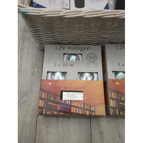 208 - Lot of Kosnic Atri Outdoor Lights and 12V Halogen Bulbs