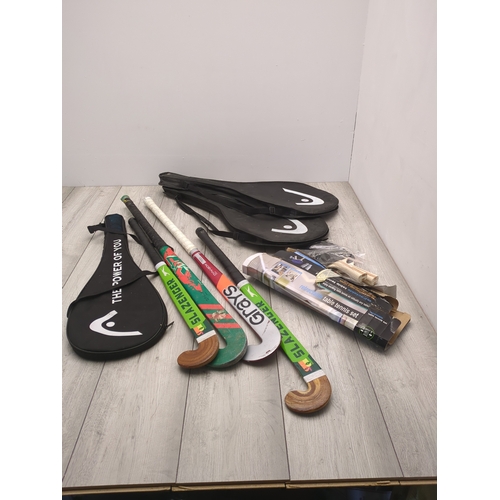209 - Bundle of Sports Equipment including Slazenger Hockey Sticks
