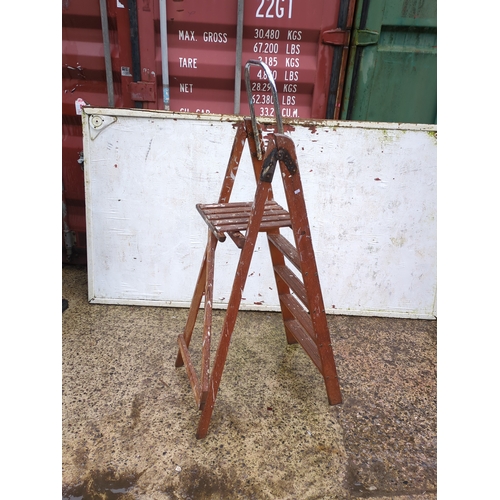 224 - Vintage Folding Ladder with Metal Handle