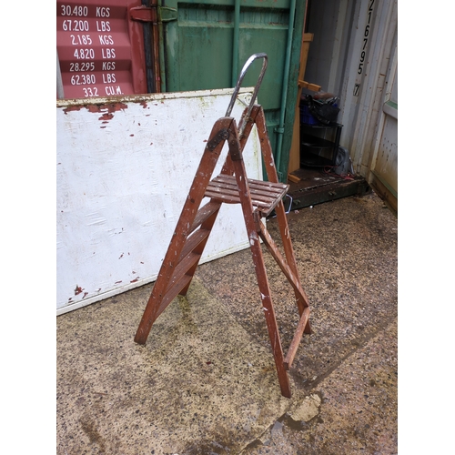 224 - Vintage Folding Ladder with Metal Handle