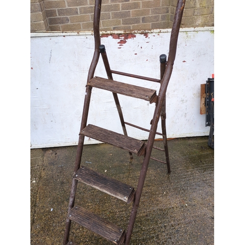 306 - Metal Ladder with Wooden Steps