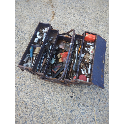 Job lot of assorted hand tools in metal toolbox