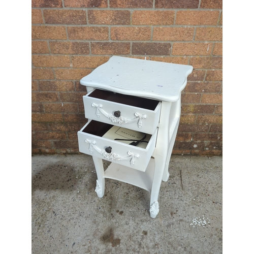 413 - Painted Decorative Two-Drawer Side Table