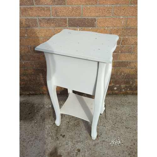 413 - Painted Decorative Two-Drawer Side Table