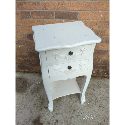 413 - Painted Decorative Two-Drawer Side Table