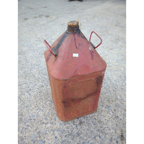 65 - Vintage Red Metal Fuel Can with Cork Stopper