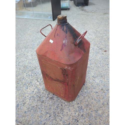 65 - Vintage Red Metal Fuel Can with Cork Stopper