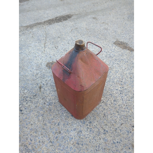 65 - Vintage Red Metal Fuel Can with Cork Stopper