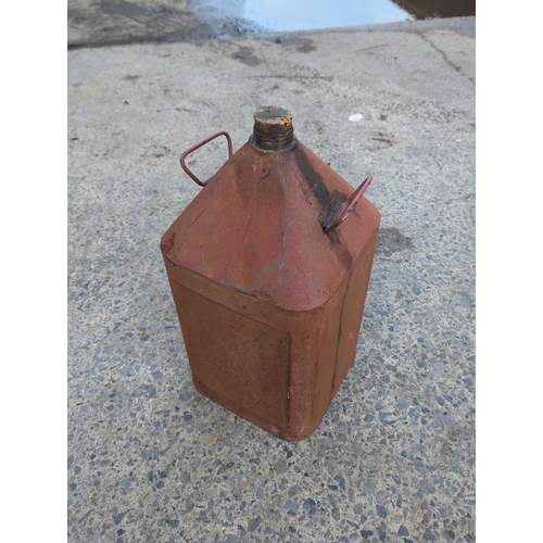65 - Vintage Red Metal Fuel Can with Cork Stopper