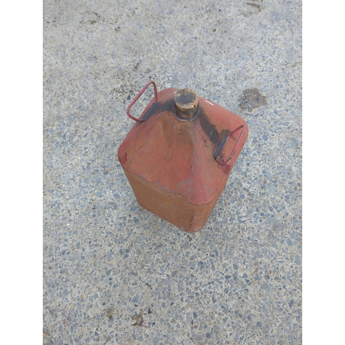 65 - Vintage Red Metal Fuel Can with Cork Stopper