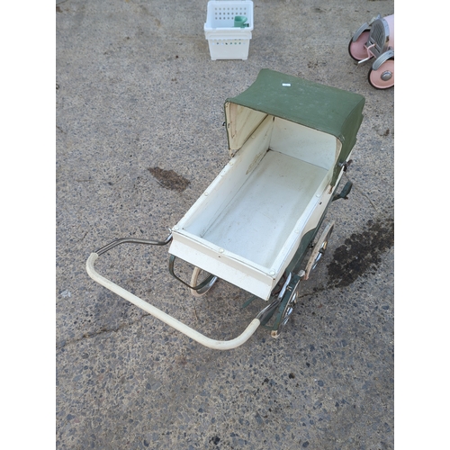 67 - Vintage Green Children's Pram