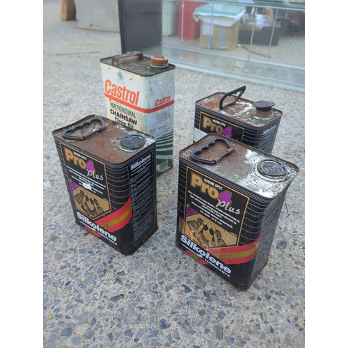 68 - Lot of 4 Oil Cans including Silkolene Pro 4 Plus