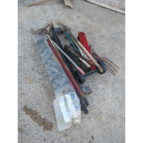 71 - Lot of Garden Tools including Hoes and Rakes