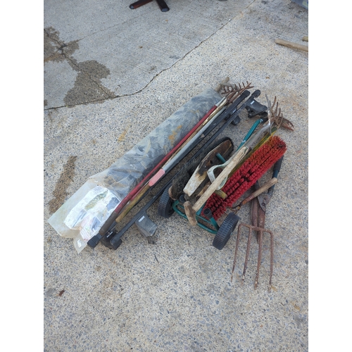71 - Lot of Garden Tools including Hoes and Rakes