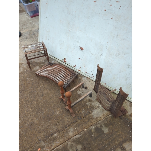 104 - Lot of Decorative Iron Fireplaces and Stands