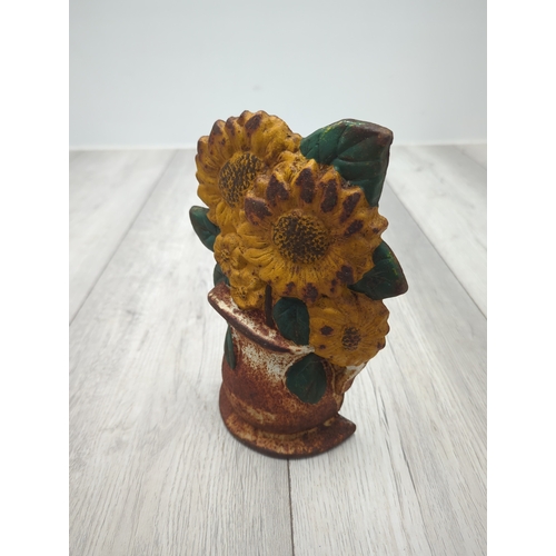 111 - Decorative Sunflower Cast Iron Doorstop