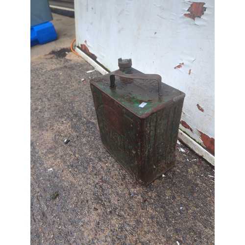 27 - Vintage Pratts Metal Fuel Can With Matching Brass Cap