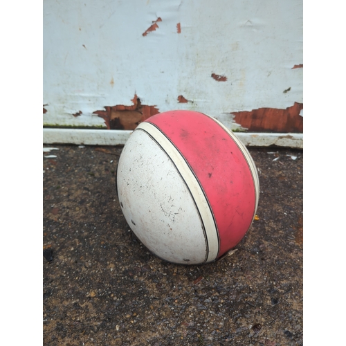 31 - Vintage Red and White Stadium Motorcycle Helmet
