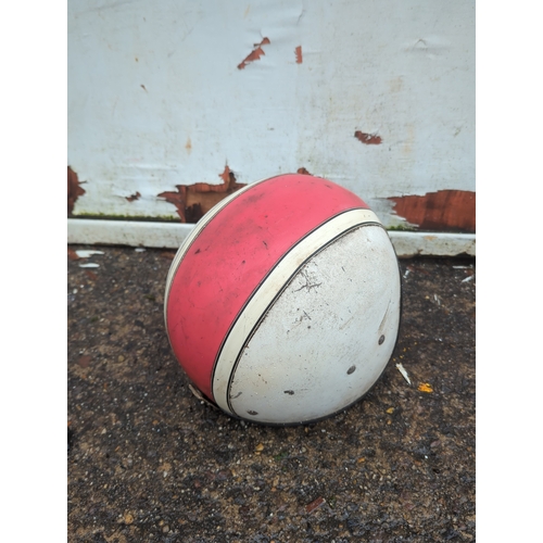 31 - Vintage Red and White Stadium Motorcycle Helmet