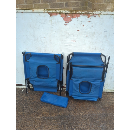 55 - Lot of 2 Blue Adjustable Sun Loungers