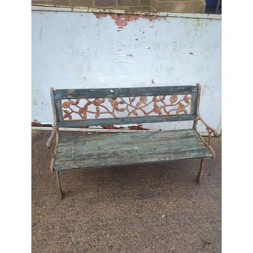 59 - Rustic Metal and Wooden Garden Bench