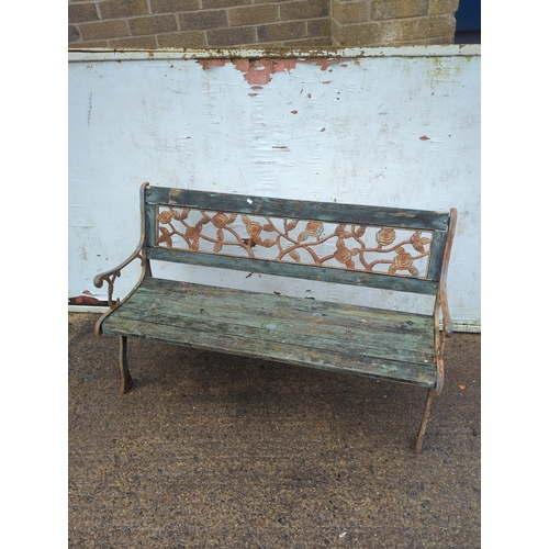 59 - Rustic Metal and Wooden Garden Bench
