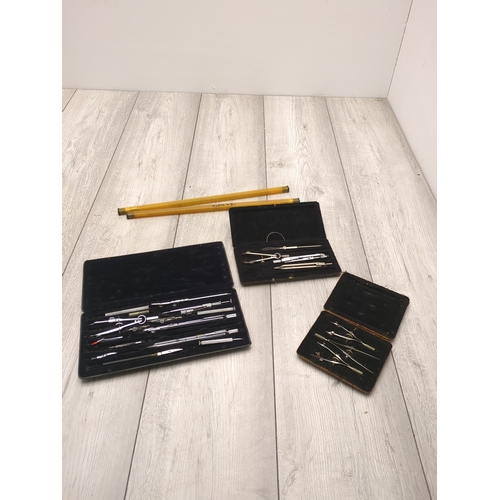 Lot of 3 Drawing Instrument Sets