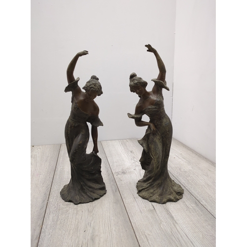 Lot of 2 Bronzed Dancing Lady Statues
