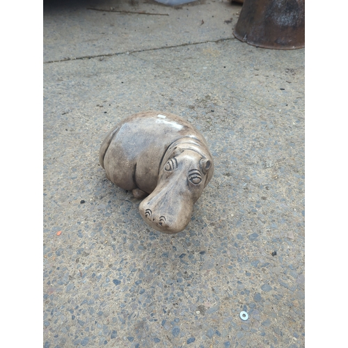 44 - Ceramic Hippo Garden Ornament