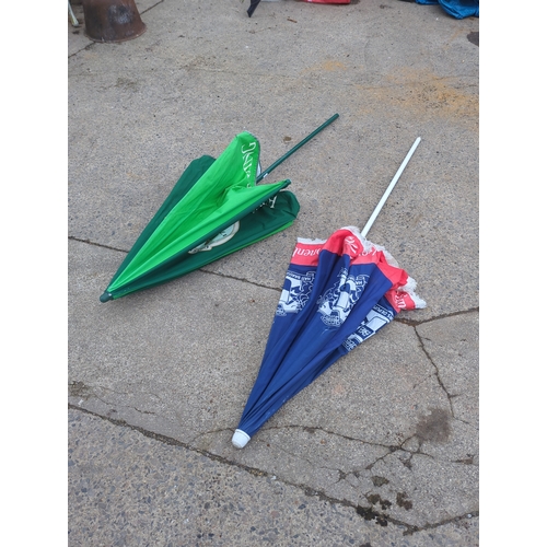 9 - Lot of 2 Beer Branded Parasols