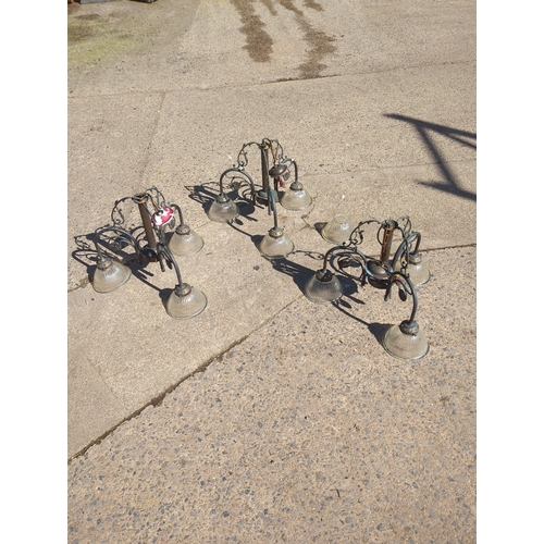 404 - Lot of 3 Metal and Glass Chandeliers