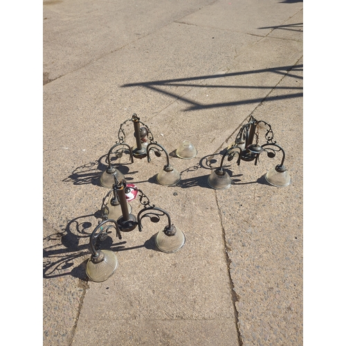 404 - Lot of 3 Metal and Glass Chandeliers
