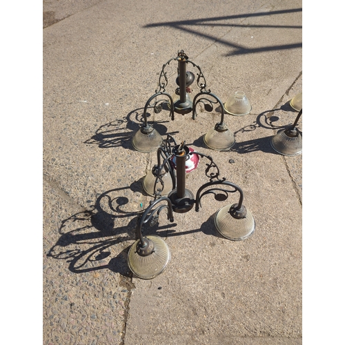 404 - Lot of 3 Metal and Glass Chandeliers