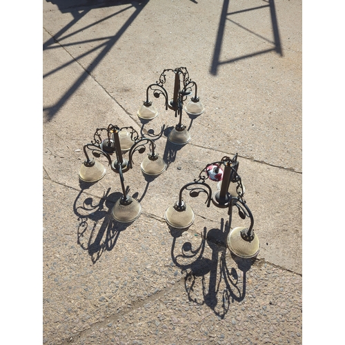 404 - Lot of 3 Metal and Glass Chandeliers