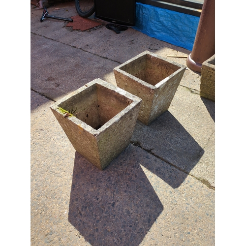363 - Lot of 2 Concrete Planters