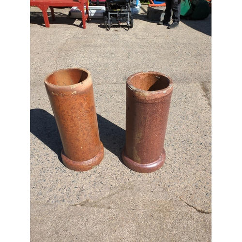 364 - Lot of 2 Clay Pipe Sections